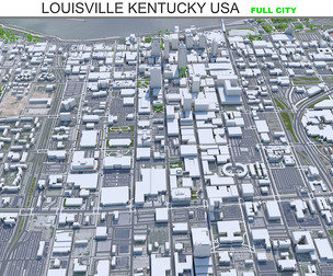 Louisville Kentucky city USA 3d model 80km