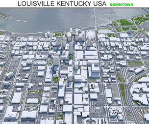 Louisville downtown city Kentucky USA 3d model 6km