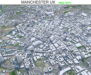 Manchester city UK 3d model 60km