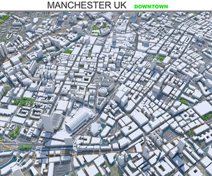 Manchester downtown city UK 3d model 7km