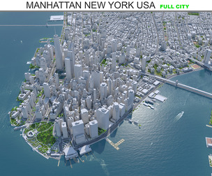 Manhattan City 3d model New York USA 40km