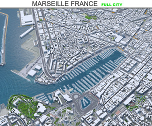 Marseille city France 3d model 50km