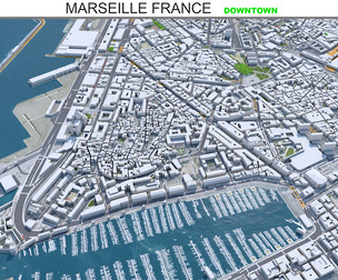 Marseille Downtown city France 3d model 7km