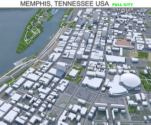Memphis city Tennessee 3d model 90 km