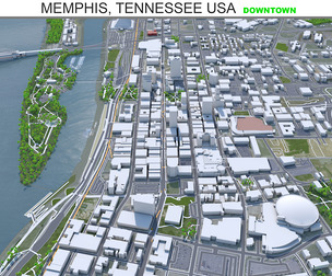 Memphis Downtown city Tennessee 3d model 8km