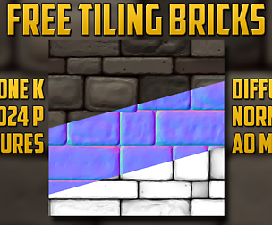 Free Stylized Tiling Bricks For Games 1024 by 1024