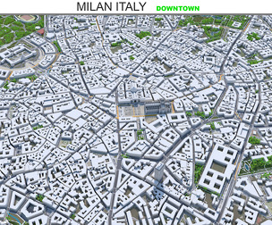Milan Downtown city Italy 3d model 6km