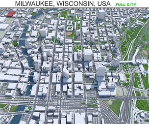 Milwaukee city Wisconsin USA 3d model 50km