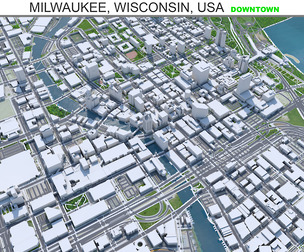 Milwaukee Downtown city Wisconsin USA 3d model 8km