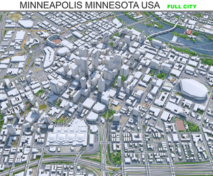 Minneapolis city Minnesota 3D Model 40km