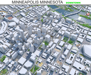 Minneapolis Downtown city Minnesota 3D Model 6km