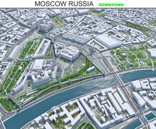 Moscow Downtown city Russia 3d model 12km