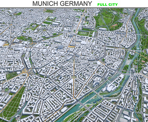 Munich City  Germany 3D Model 90 Km