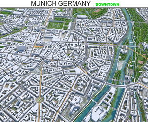 Munich Downtown City Germany 3D Model  8Km