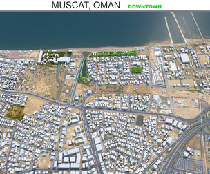 Muscat Downtown city Oman 3d model 6km