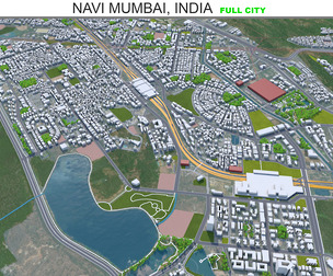 Navi Mumbai city India 3d model 60km