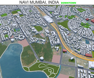 Navi Mumbai Downtown city India 3d model 10km