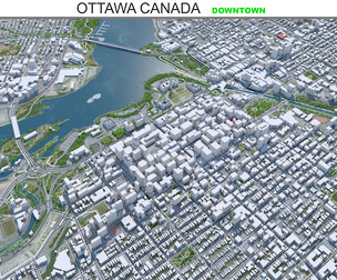 Ottawa Downtown City Canada 3D Model 8km