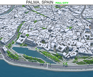 Palma city Spain 3d model 40km