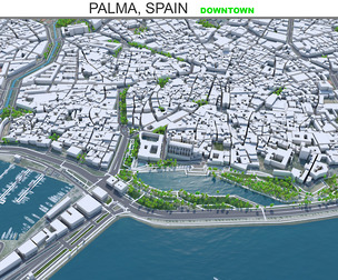 Palma Downtown city Spain 3d model 6km