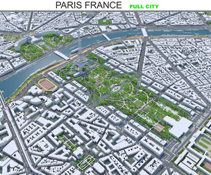 Paris City France 3D Model 30km