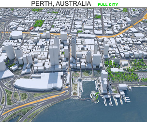 Perth city Australia 3d model 80km