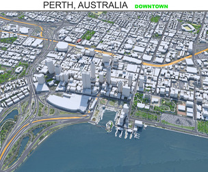 Perth Downtown city Australia 3d model 8km