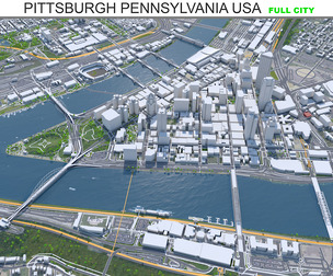 Pittsburgh City Pennsylvania 3D Model 50km