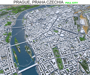 Prague city Praha Czechia 3d model 50km