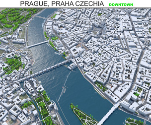 Prague Downtown city Praha Czechia 3d model 8km