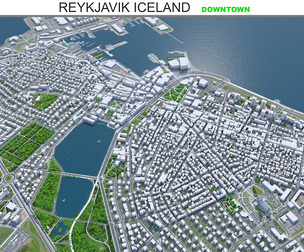 Reykjavik Downtown city Iceland 3d model 8km
