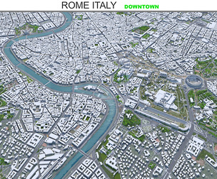Rome Downtown City Italy 3D Model 8km