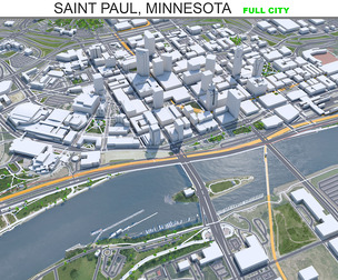 Saint Paul city Minnesota 3d model 40km
