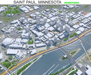 Saint Paul Downtown city Minnesota 3d model 6km