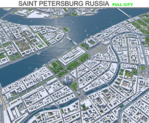 Saint Petersberg city Russia 3d model 150km