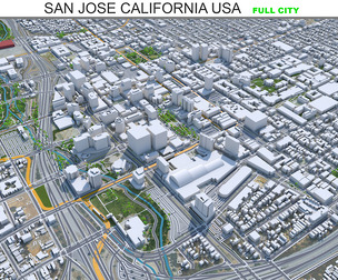 San Jose City California 3D Model 50km