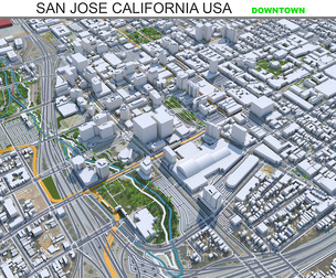 San Jose Downtown City California 3D Model 8km