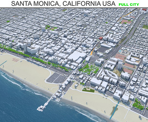 Santa Monica city California USA 3d model 20km