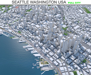 Seattle City Washington 3D Model 55km