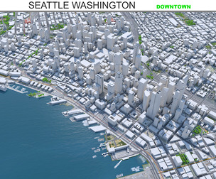 Seattle City downtown  Washington 3D Model 8km