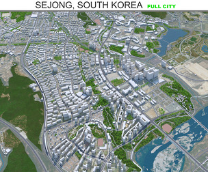 Sejong city Korea 3d model 80km