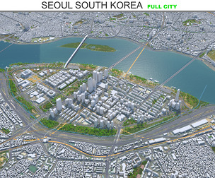 Seoul City Korea 3D Model 75km