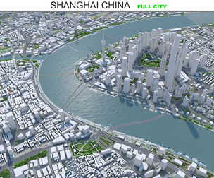 Shanghai City China 3D Model 100km