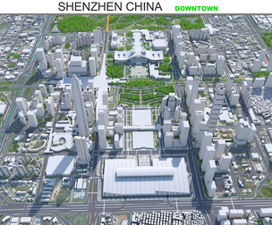 Shenzhen downtown City China 3D Model 8km