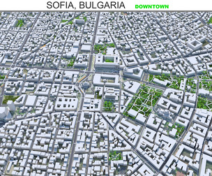 Sofia downtown city Bulgaria 3d model 6km