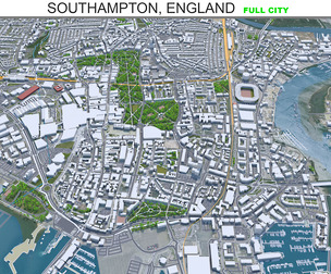 Southampton city England 3d model 30km