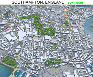 Southampton downtown city England 3d model 8km