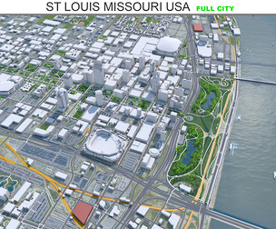 St Louis City Missouri 3D Model 130km
