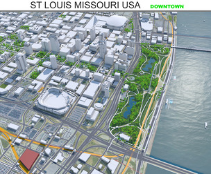 St Louis downtown City Missouri 3D Model 8km