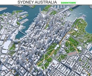Sydney downtown City Australia 3D Model 8km